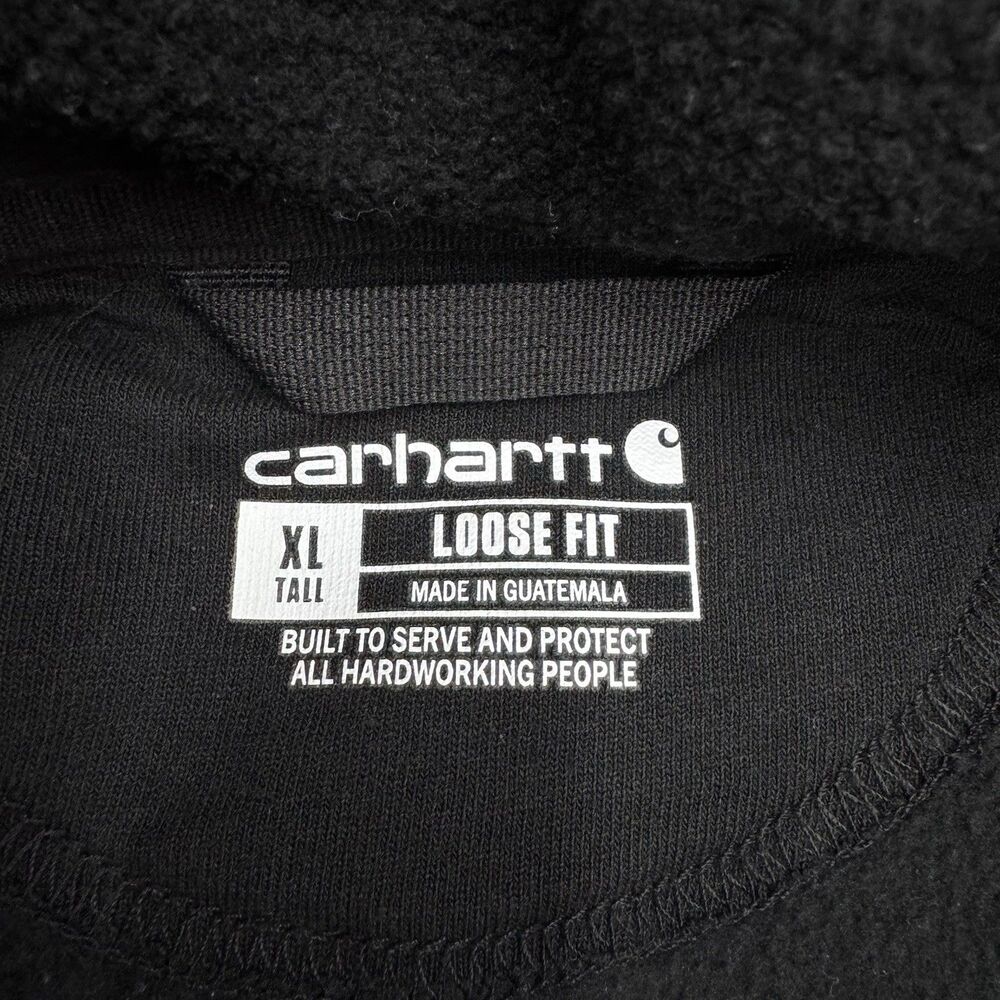 Carhartt K288 Hooded Logo Sweatshirt Black Size XL Tall Loose Fit EUC - Picture 7 of 10